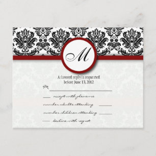 Placas RSVP Pretas e Borgonha Monograma