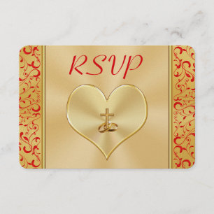 Placas RSVP Vermelhas e Douradas personalizadas, e