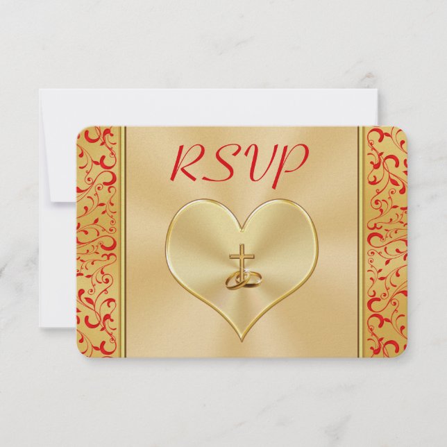 Placas RSVP Vermelhas e Douradas personalizadas, e (Frente)