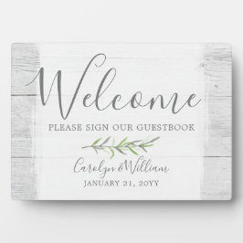 Placas Wood Rustic & Leaf Bem-Vindo Sinal de Guestbook