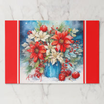 Placemat Large Sheets Poinsettias de Natal