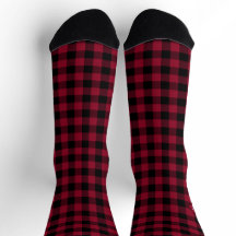 Plaid Red & White Initial Monogram Socks