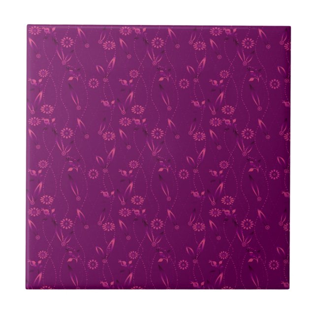 Plain floral pattern retro burgundy (Frente)