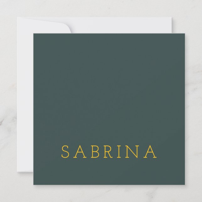 Plain Modern Minimalist Own Name Dusty Green Card (Frente)
