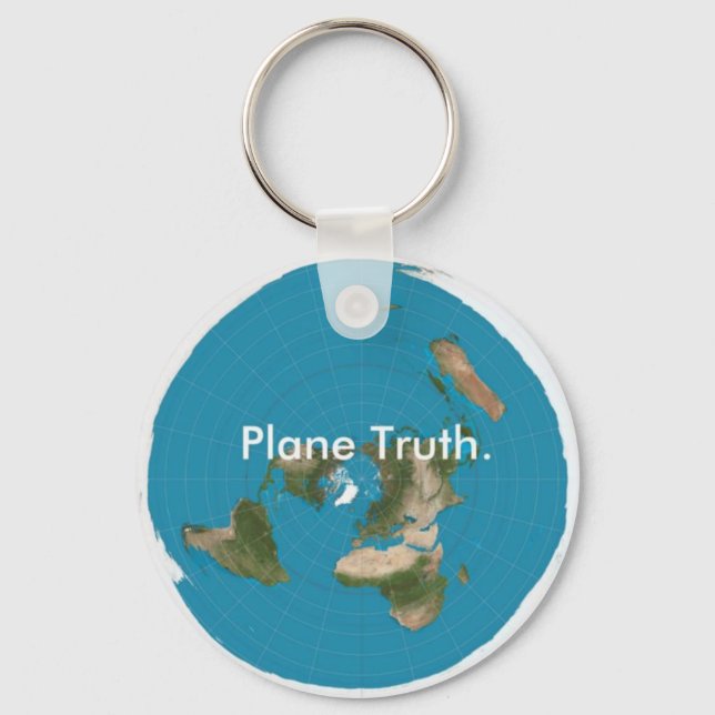 Plane Truth. Botão Chaveiro de Equidistante Azimut (Frente)