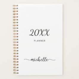 Planejador 2023 Minimalista Nome Monograma Branco 