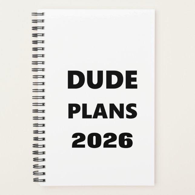 Planejador 2026 Para Homens Cara Planos Fonte Pret (Frente)