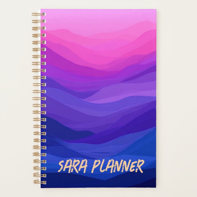 Planejador Abstrato Roxo Personalizado | Nome Pers (Frente)