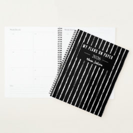 Planejador Anual de Listras Pretas e Brancas Desen
