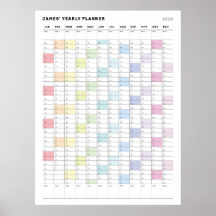Planejador Anual Minimalista Personalizado Poster