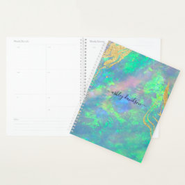 Planejador Anual Personalizado de Marble Dourado A