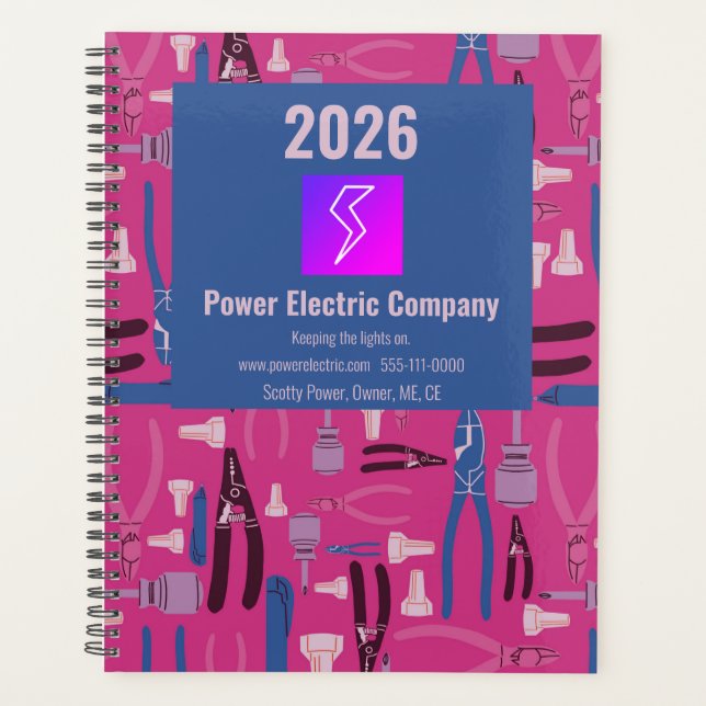 Planejador Anual Profissional 2026 para Eletricist (Frente)