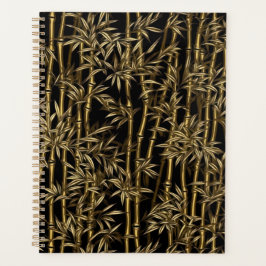 Planejador Bamboo Chiyogami, preto e Dourado