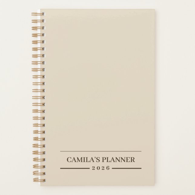 Planejador Bege Cremoso | Elegante e Personalizado (Frente)