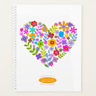 Planejador Boho Wildflower Heart 2026