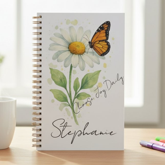 Planejador Borboleta Margarida – Presente Inspirad (Daisy and Monarch butterfly planner)