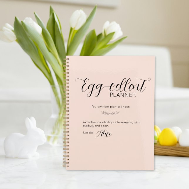Planejador Coelho de Páscoa Bege Personalizado (Personalized Blush Easter Bunny Planner)