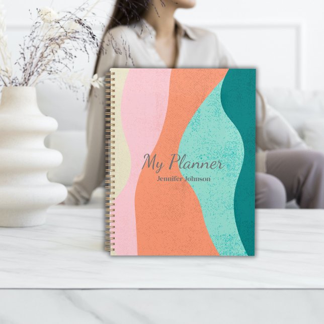 Planejador Colorido de Arte Abstrato - Personaliza (Colorful Abstract Art Planner - Personalized)