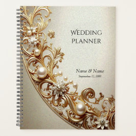 Planejador com Floreio Dourado Ornamentado