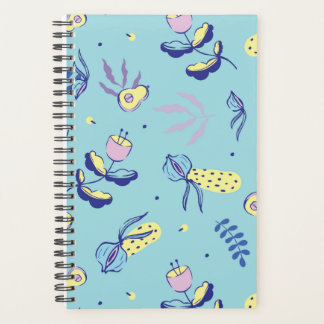 Planejador com Padrão Floral Aqua