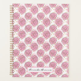 Planejador com rosas pintadas de rosa e brilho dou