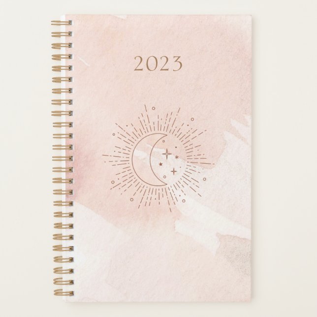 Planejador Cosmos 2023 | Rosa claro Moon & Star (Frente)