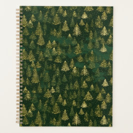 Planejador da Floresta de Pinheiros Verde e Dourad