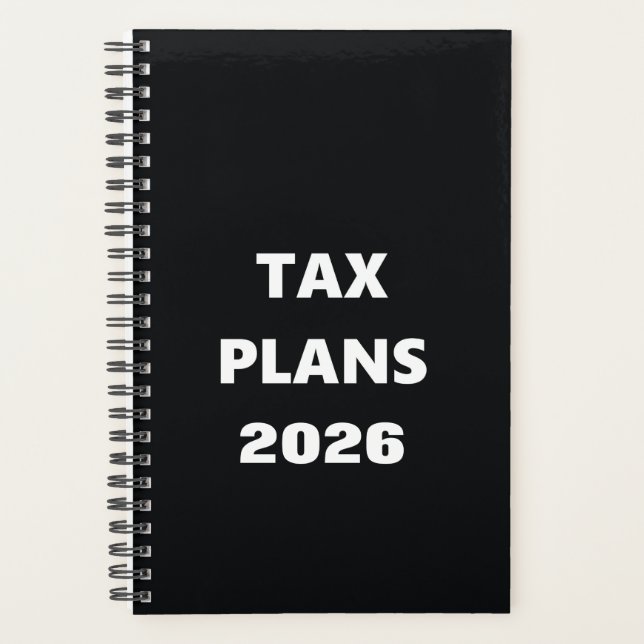 Planejador de 2026 Planos de Imposto Design Preto  (Frente)