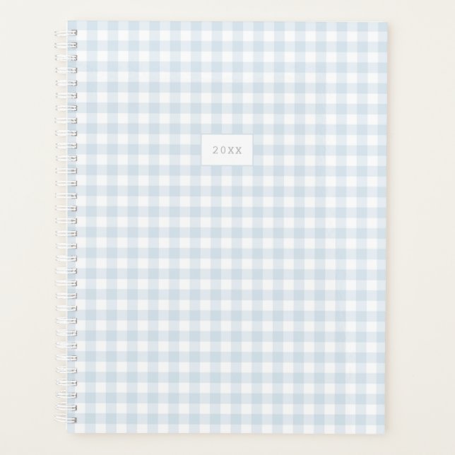 Planejador de Ano Personalizado de Gingham Azul Az (Frente)