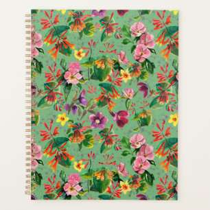 Planejador de Aquarela de Flores de Jardim Verde S