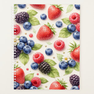 Planejador de Aquarela de Frutas Vermelhas Mistas