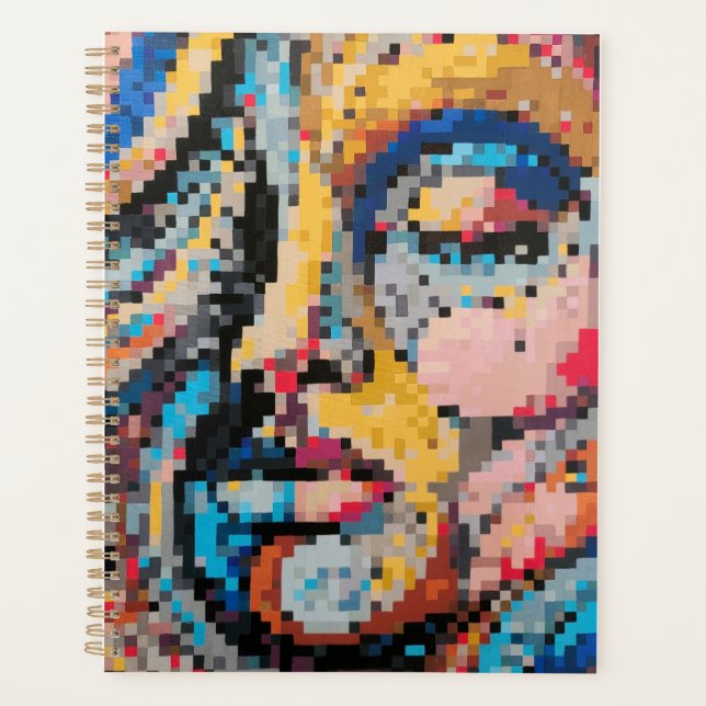Planejador de arte pixel colorido com design vibra (Frente)