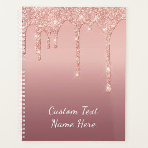 Planejador de brilho Dourado rosa com texto person