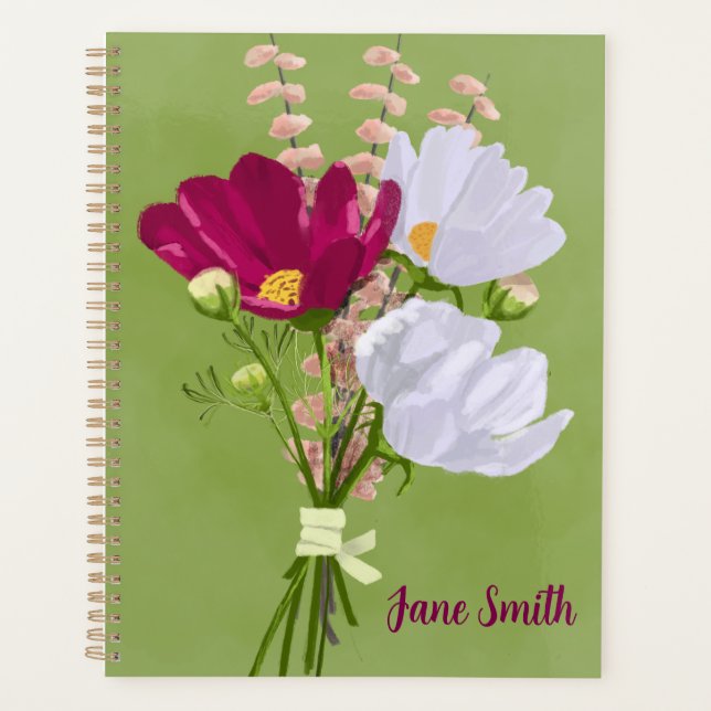 Planejador de Buquê de Cosmos Rosa e Branco (Frente)