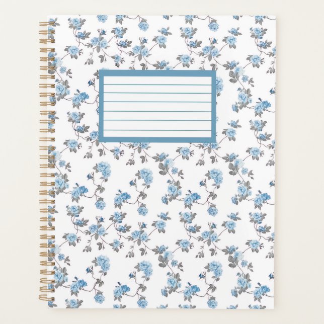 planejador de caderno espiral com estampa floral (Frente)
