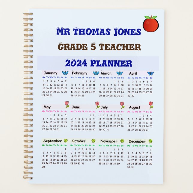 Planejador de Calendário do Professor Azul (Frente)