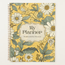 Planejador de Calendário Floral Amarelo Caderno Es