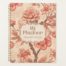 Planejador de Calendário Floral Laranja Caderno Es