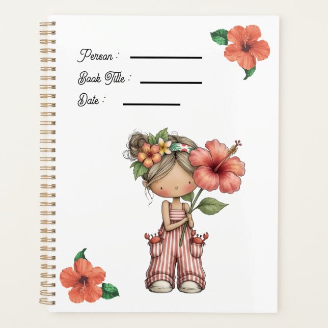 Planejador de Capa de Livro de Flores de Hibisco (Frente)