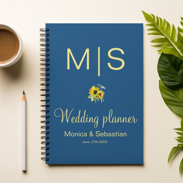 Planejador de casamento Classic Blue Sunflower (Criador carregado)