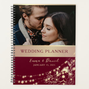 Planejador de Casamento com Foto Floral Borgonha