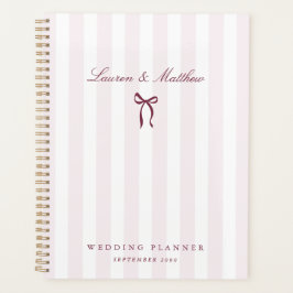 Planejador de Casamento com Laço Listrado Rosa