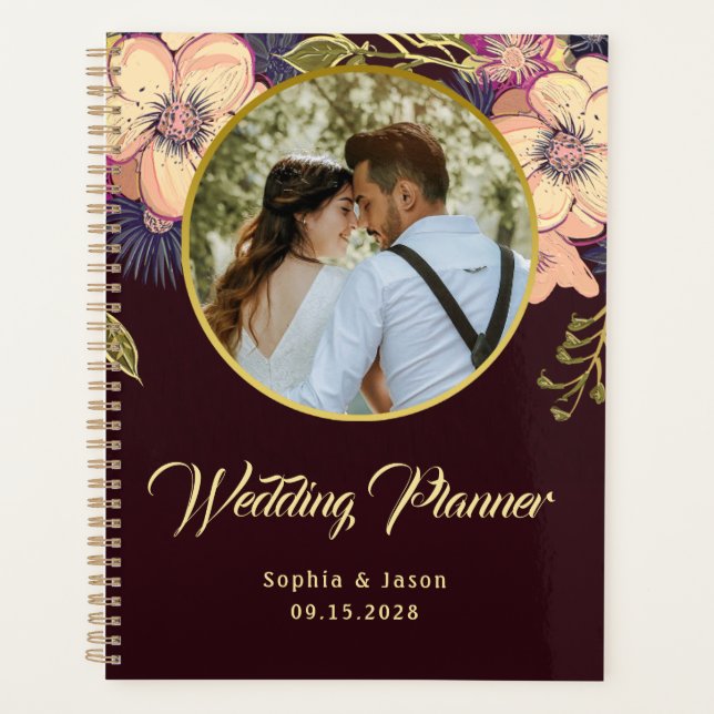 Planejador de Casamento de Foto Borgonha (Frente)