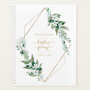 Planejador de Casamento de Frame Dourado Floral Eu