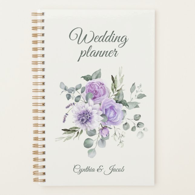 Planejador de Casamento de Rosas Lavanda Eucalipto (Frente)