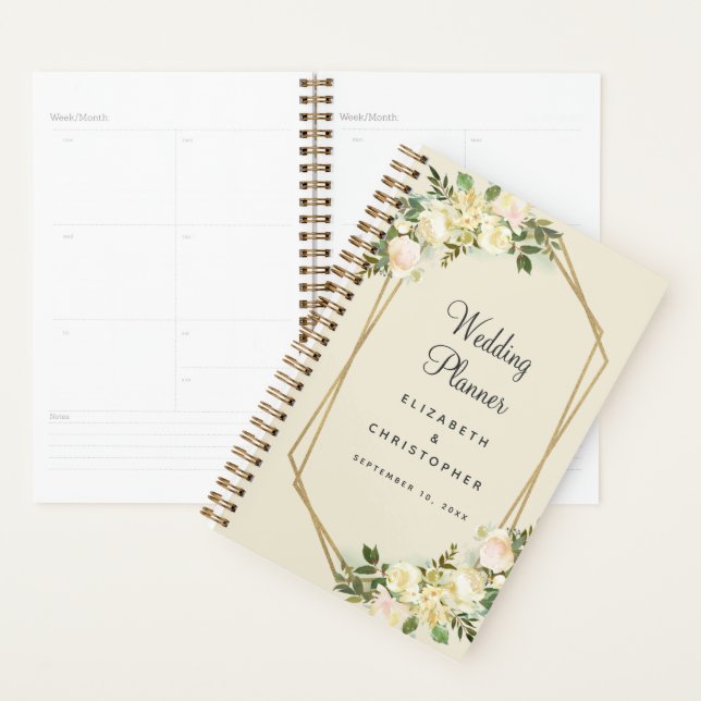 Planejador de Casamento Elegante Chic Moldura Dour (Exibição)