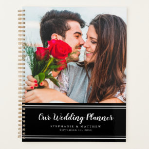 Planejador de Casamento Elegante Preto e Branco Mo