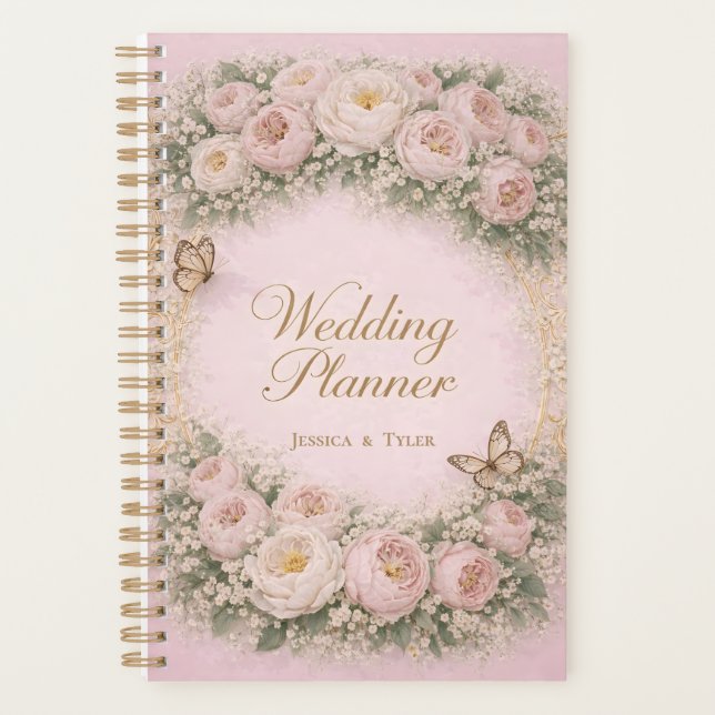 Planejador de Casamento Floral Elegante Moderno (Frente)