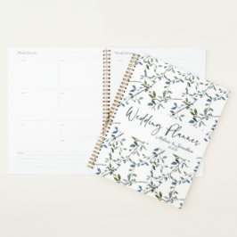 Planejador de casamento floral verde prateado sálv