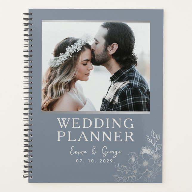Planejador de Casamento Foto Azul Empoeirado (Frente)